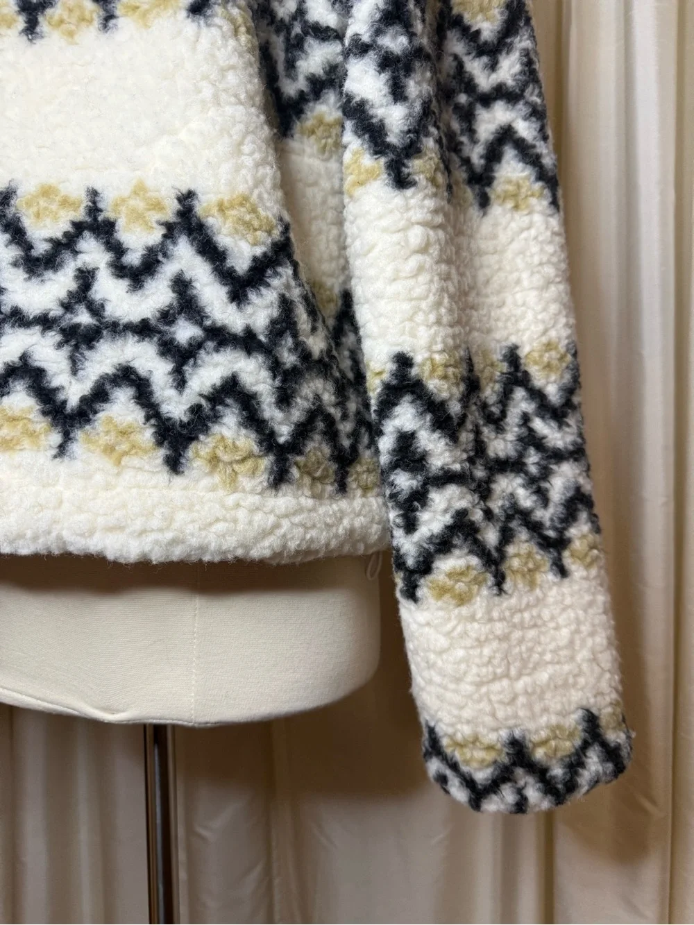 J Crew Jacquard-print sherpa half-zip fleece pullover - XL